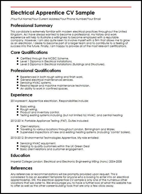 personal statement for electrician apprentice.